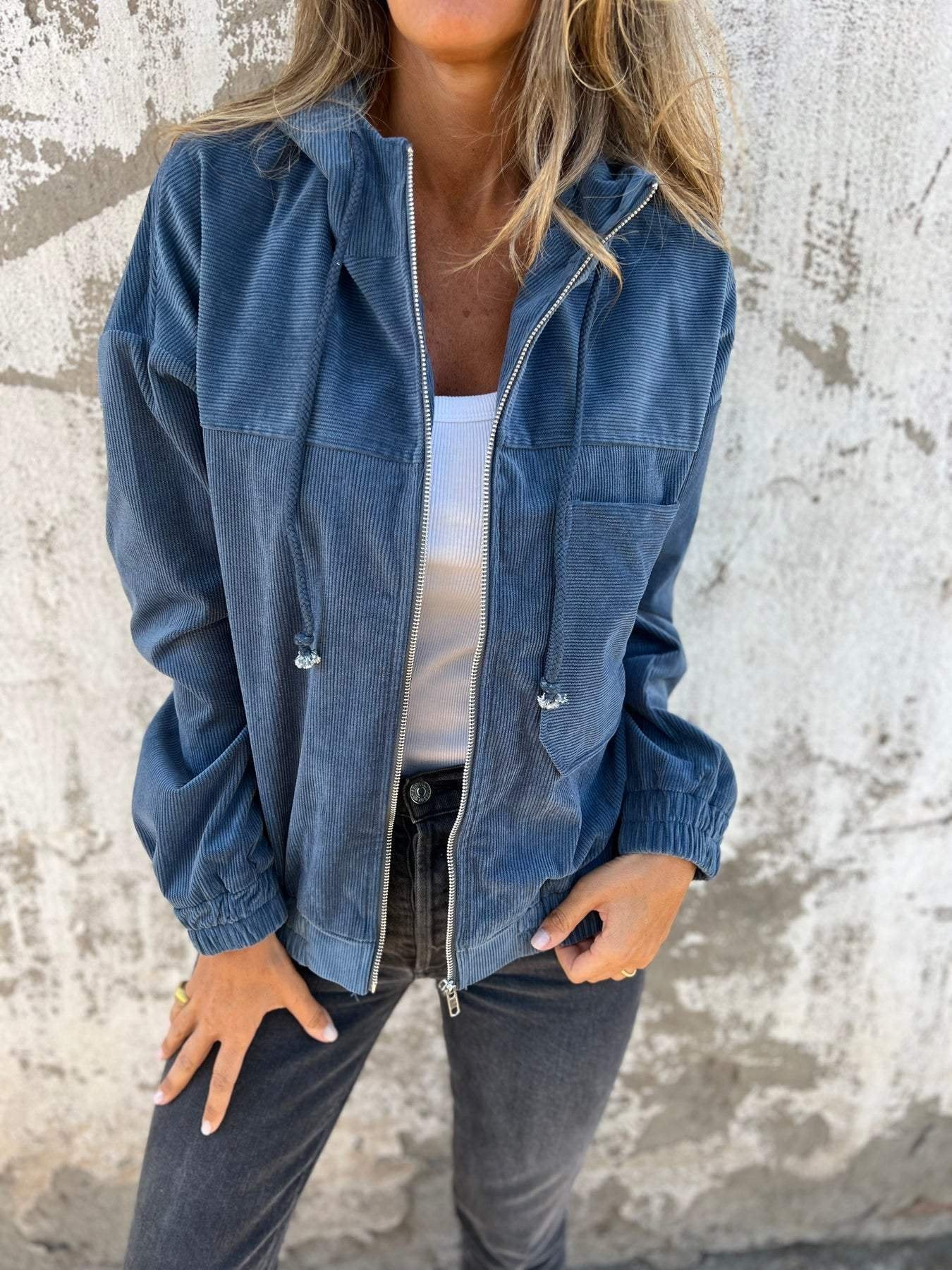 Manteau à Capuche en Velours Côtelé - Weytia