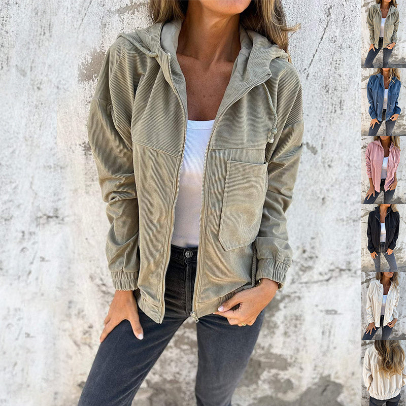 Manteau à Capuche en Velours Côtelé - Weytia