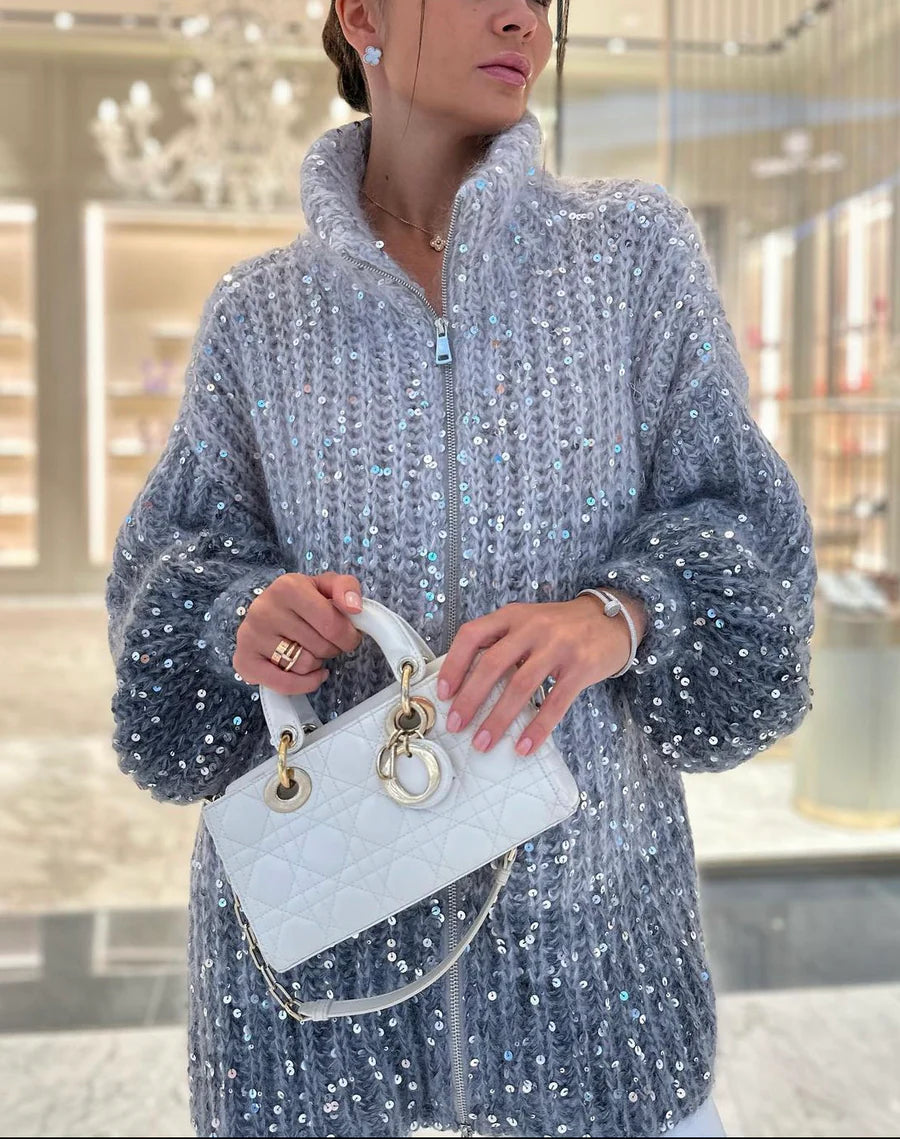 Manteau en Tricot à Paillettes - Weytia