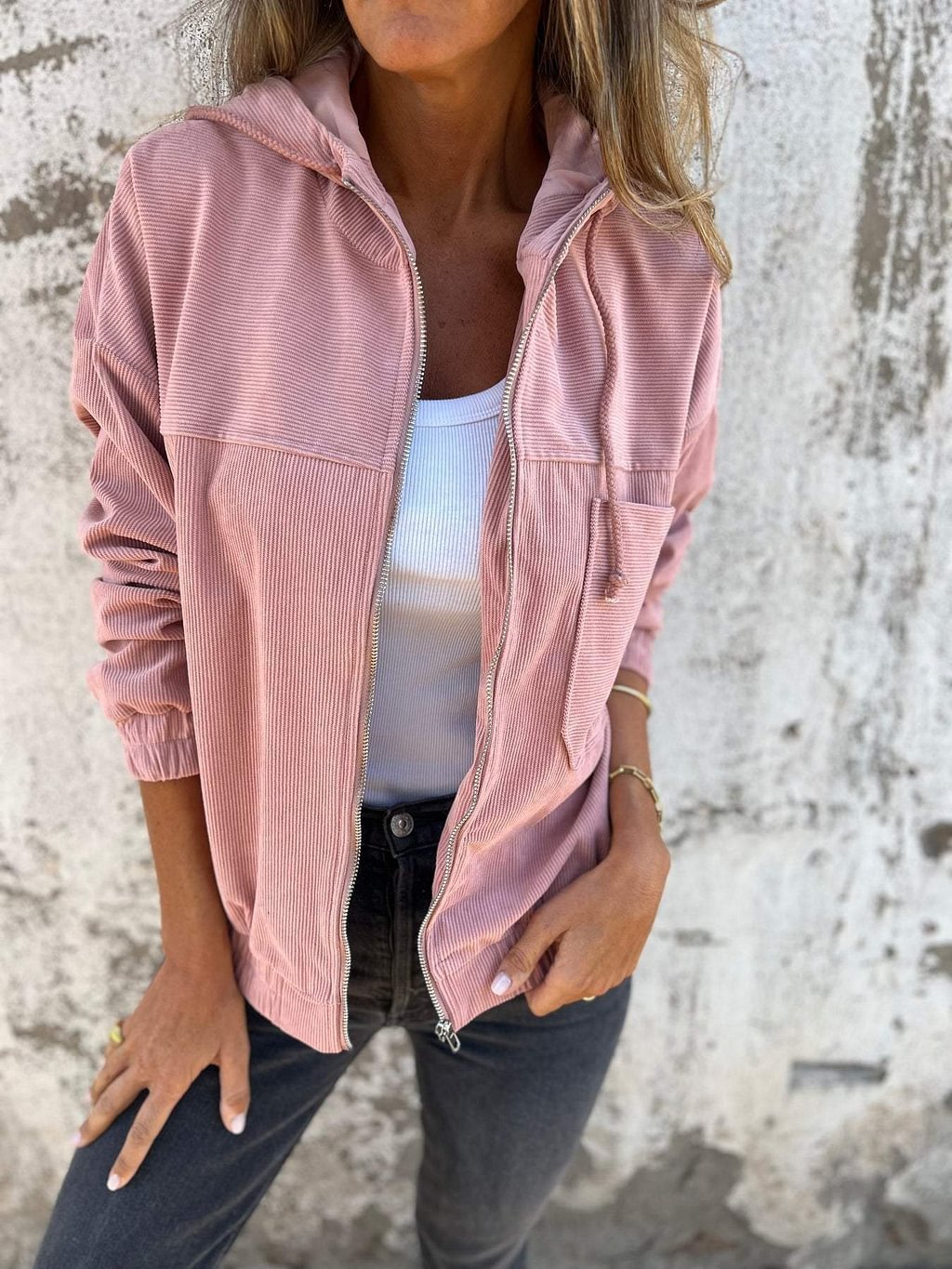 Manteau à Capuche en Velours Côtelé - Weytia