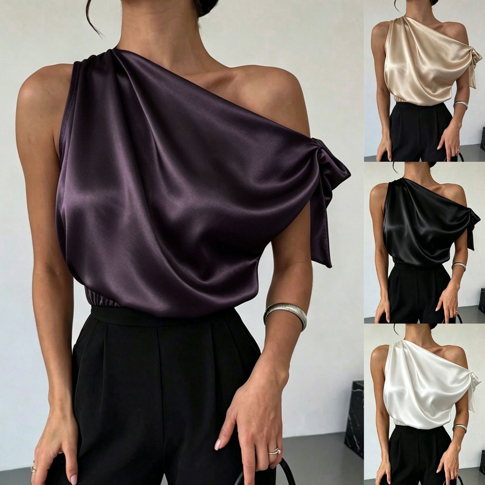 La Capucine-Pivoine — Blouse Satin Épaules Nues
